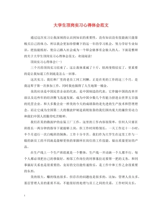 大学生顶岗实习心得体会范文 