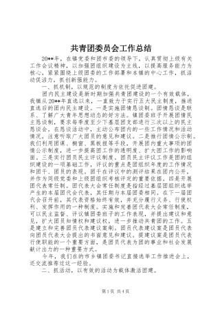 共青团委员会工作总结 