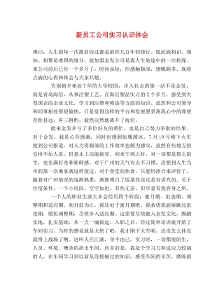 新员工公司实习认识体会 