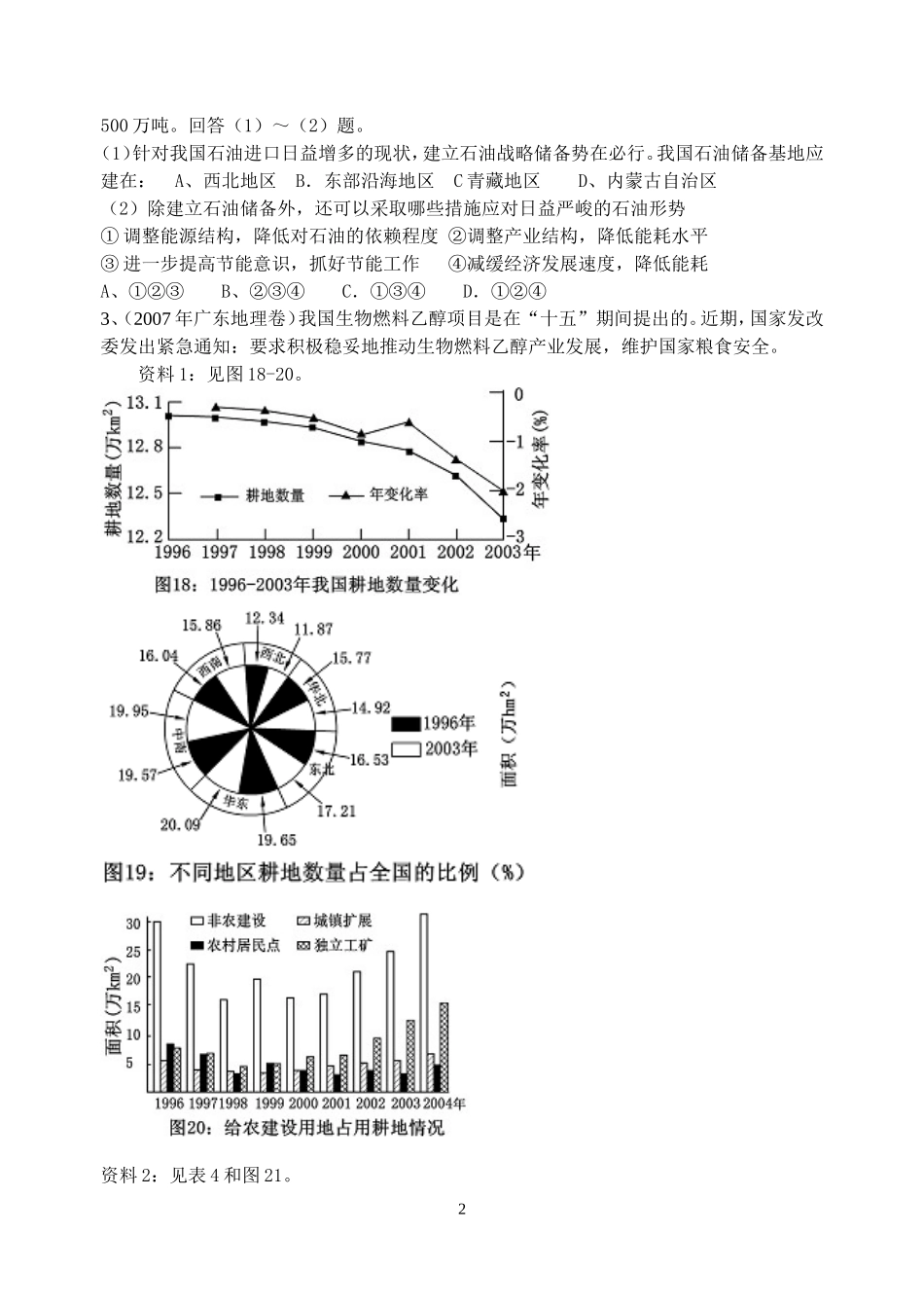 高三地理专题复习能源与资源专题训练全国通用_第2页