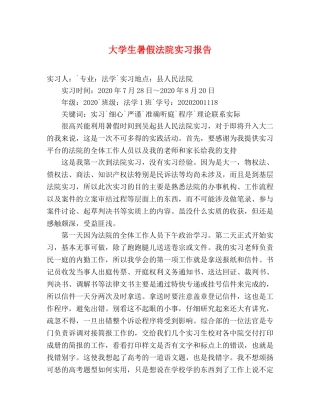 大学生暑假法院实习报告 
