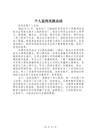 个人返岗实践总结 