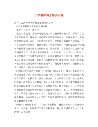 小学教师转正培训心得 