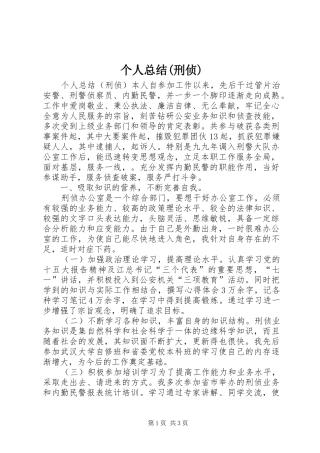 个人总结(刑侦) 