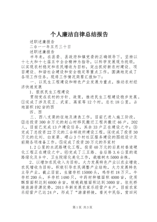 个人廉洁自律总结报告 