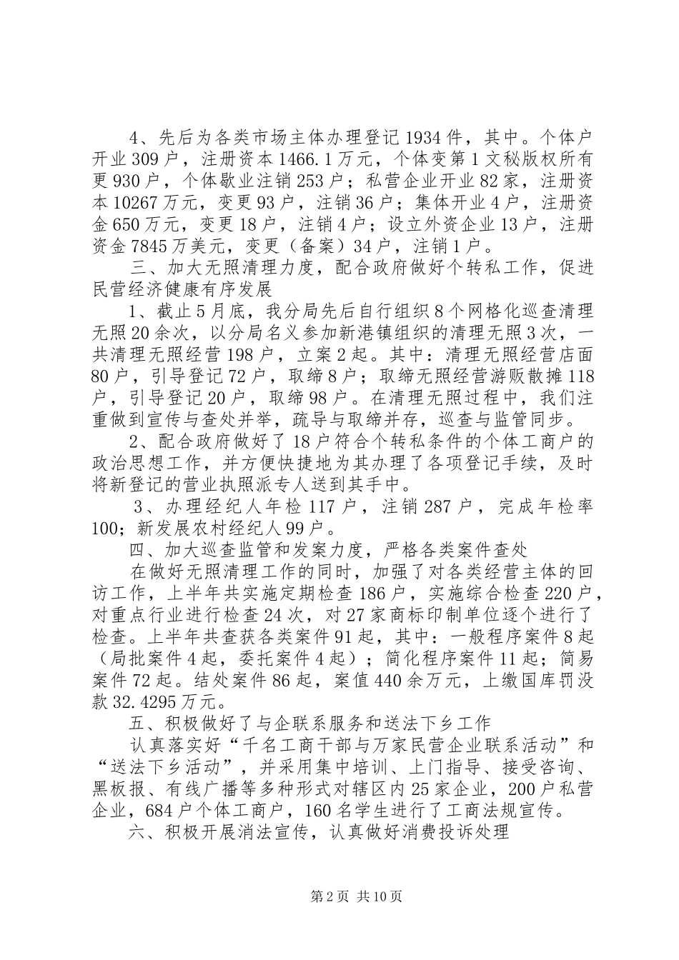 工商分局上半年工作总结报告 _第2页