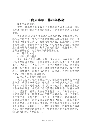 工商局半年工作体会心得