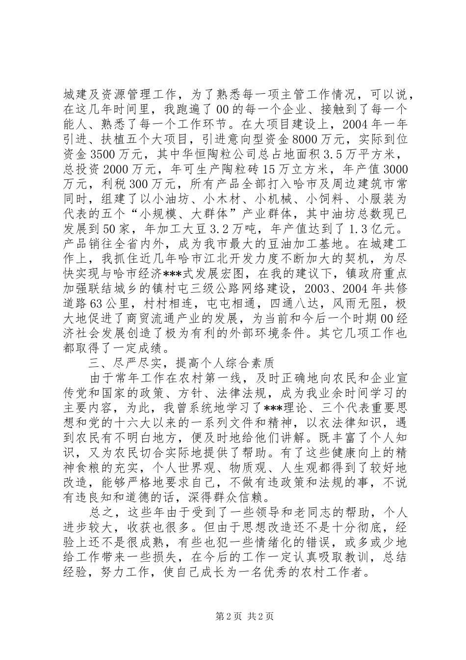 副镇长个人工作总结 _第2页