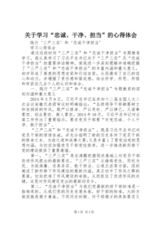 关于学习“忠诚、干净、担当”的体会心得