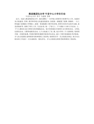 推进集团化办学牛首中心小学在行动