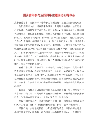 团员青年参与五四网络主题活动心得体会 