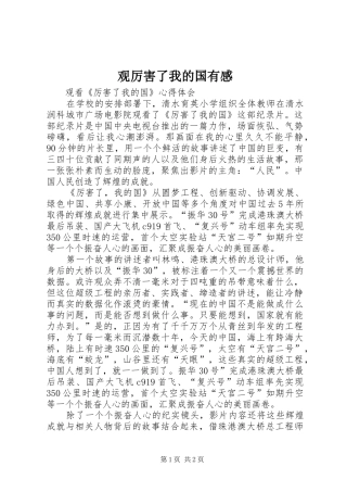 观厉害了我的国有感