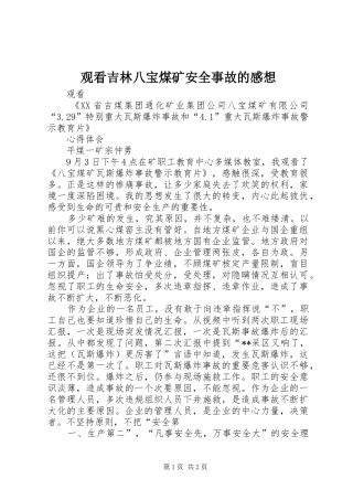 观看吉林八宝煤矿安全事故的感想