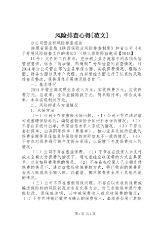 风险排查心得[范文]