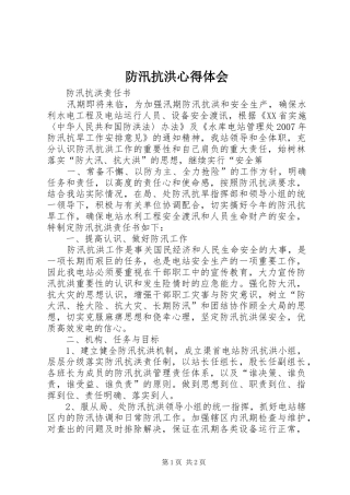 防汛抗洪体会心得