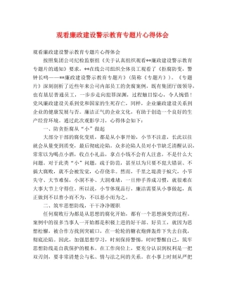 观看廉政建设警示教育专题片心得体会 