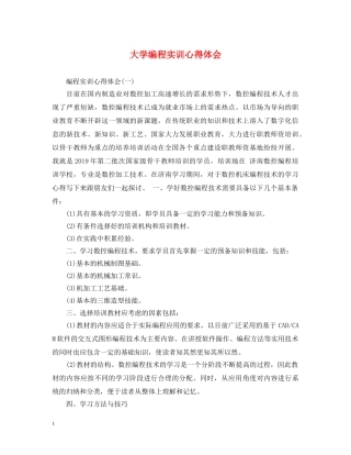 大学编程实训心得体会 