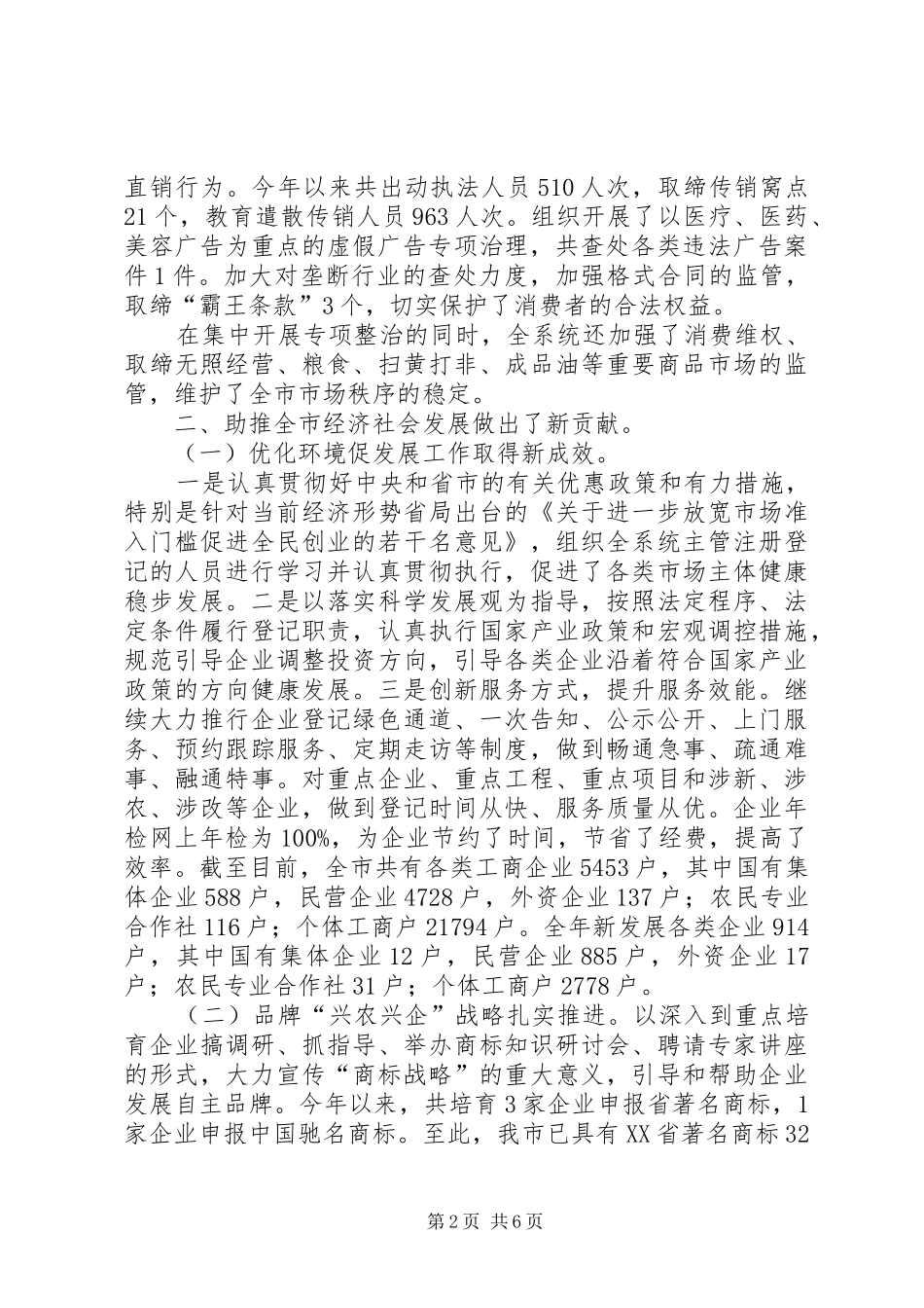 工商行政管理局工作总结 (20)_第2页