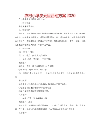 农村小学庆元旦活动方案2020 