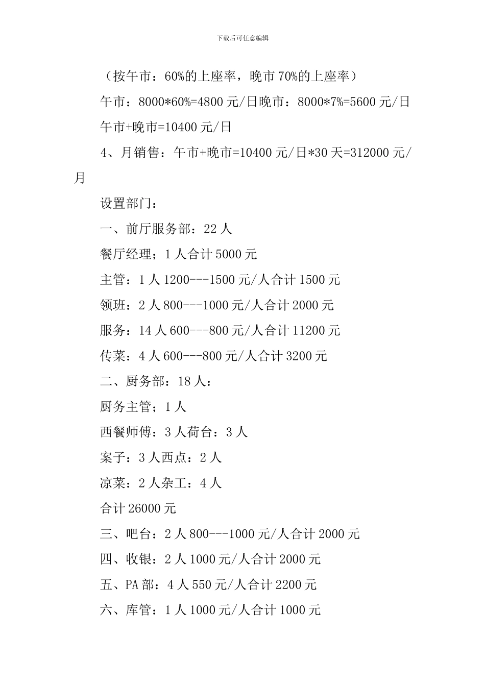 西餐厅餐饮的创业计划书_第2页
