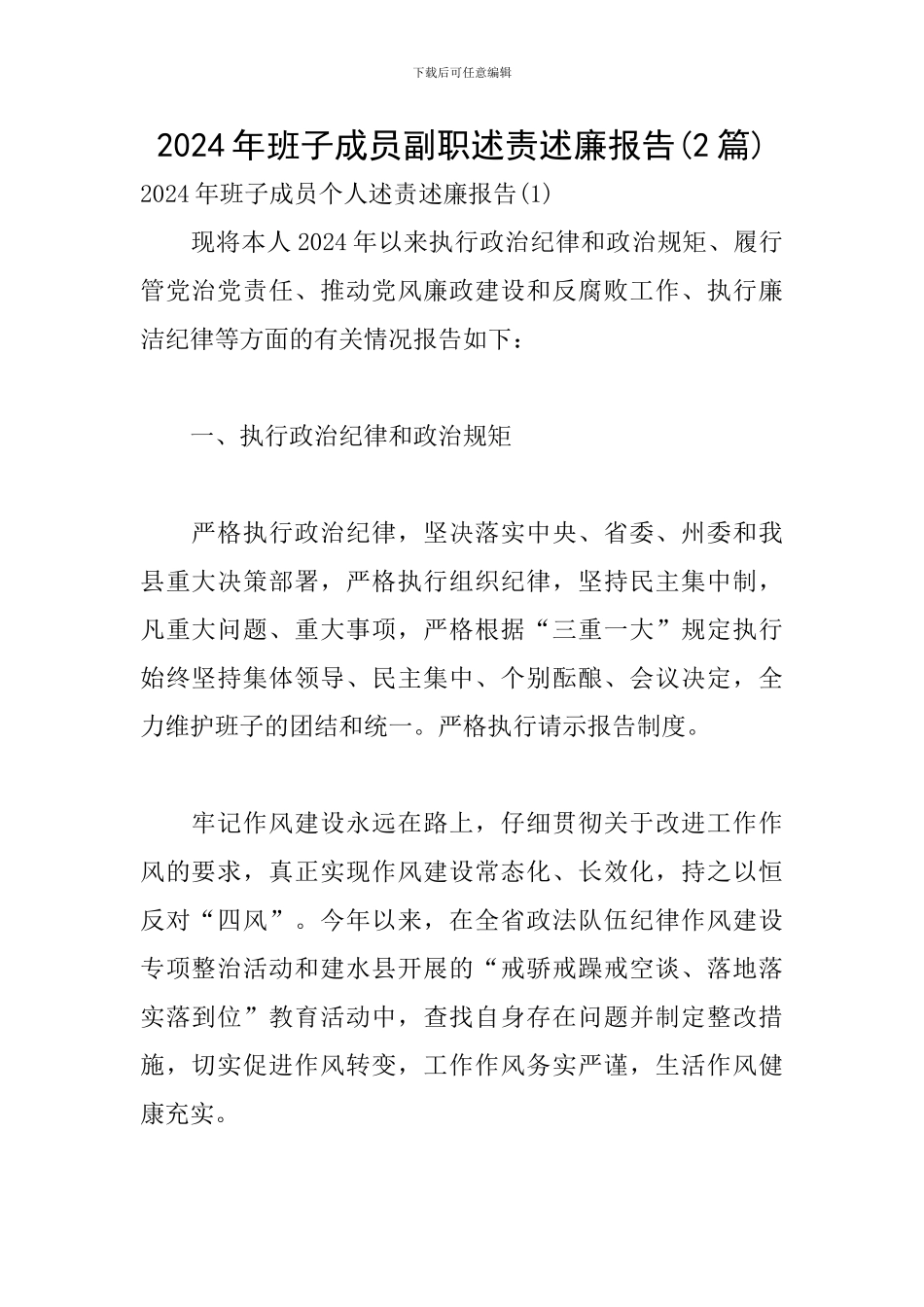 2024年班子成员副职述责述廉报告_第1页