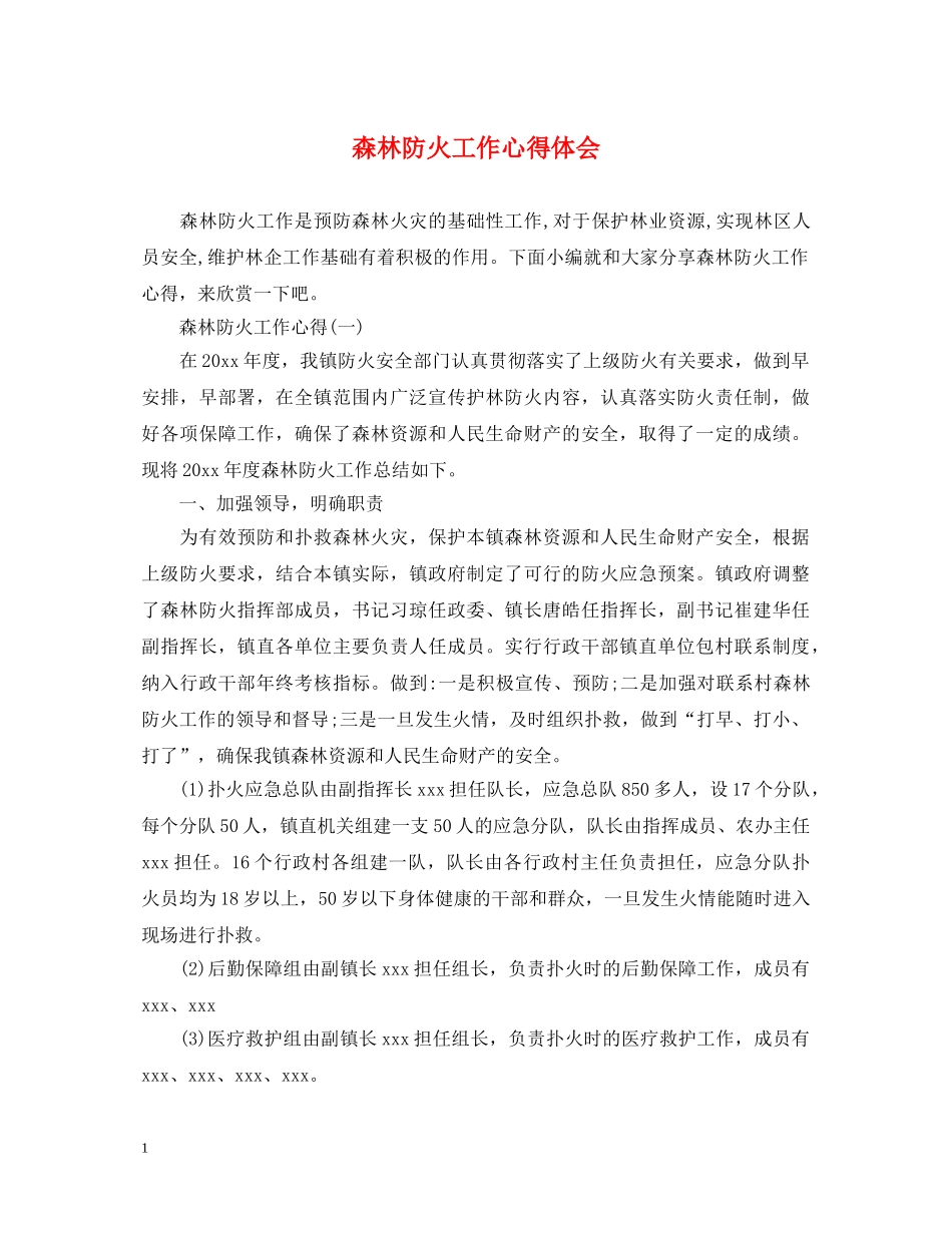 森林防火工作心得体会 _第1页