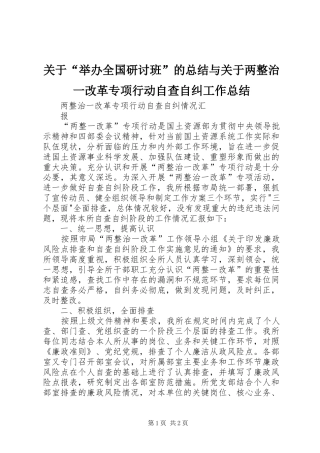 关于“举办全国研讨班”的总结与关于两整治一改革专项行动自查自纠工作总结 