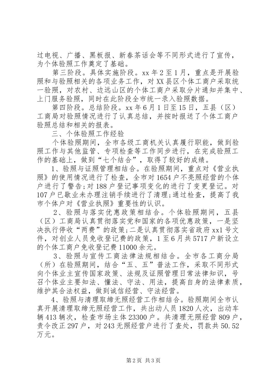 工商局XX年个体验照工作总结 _第2页