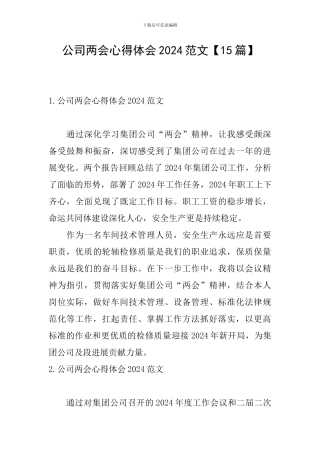 公司两会心得体会2024范文