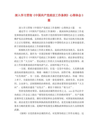 深入学习贯彻《中国共产党政法工作条例》心得体会3篇 