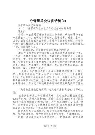 分管领导会议讲话发言稿(2)