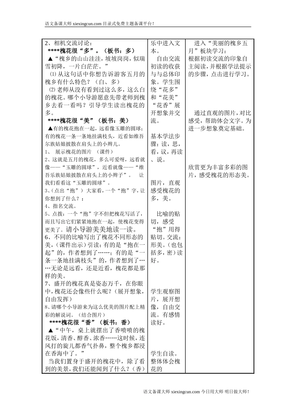 《槐乡的五月》教学设计_第2页