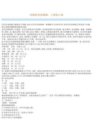宋朝官员的俸禄