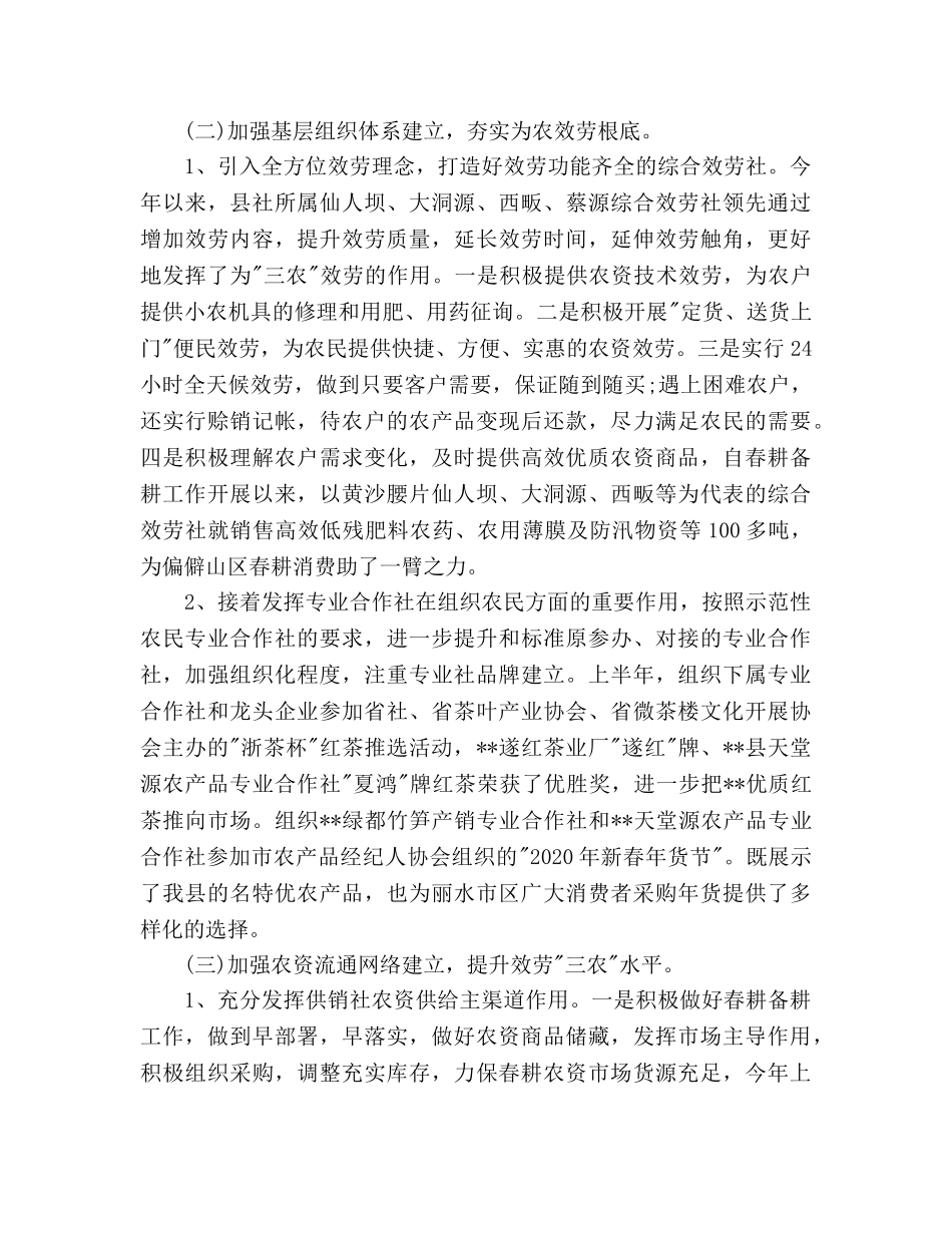 供销社上半年工作总结及下半年工作参考计划范文 _第2页