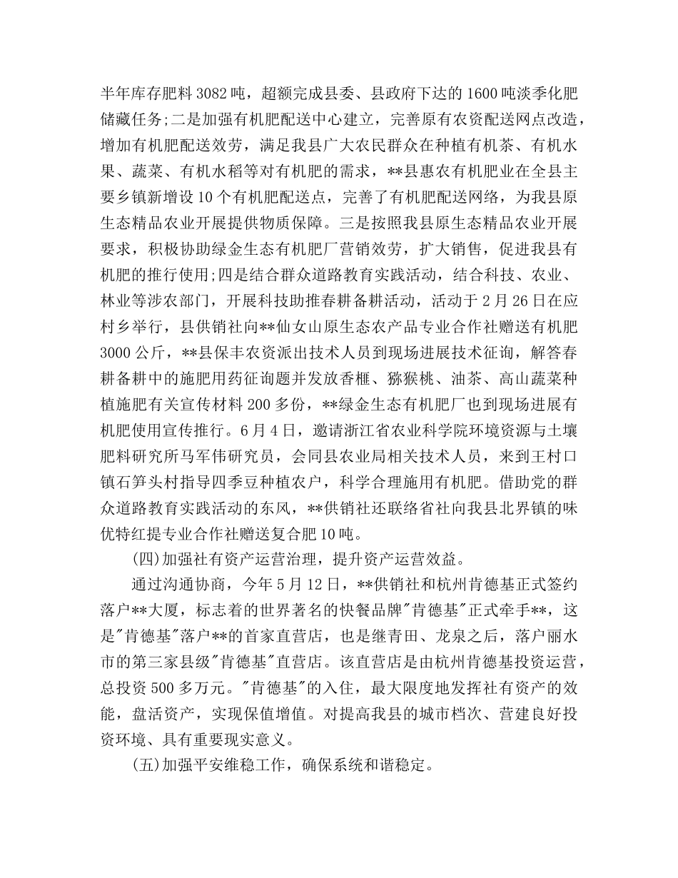 供销社上半年工作总结及下半年工作参考计划范文 _第3页