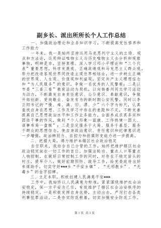副乡长、派出所所长个人工作总结 