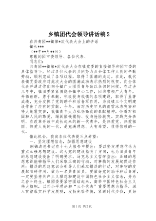 乡镇团代会领导讲话发言稿2