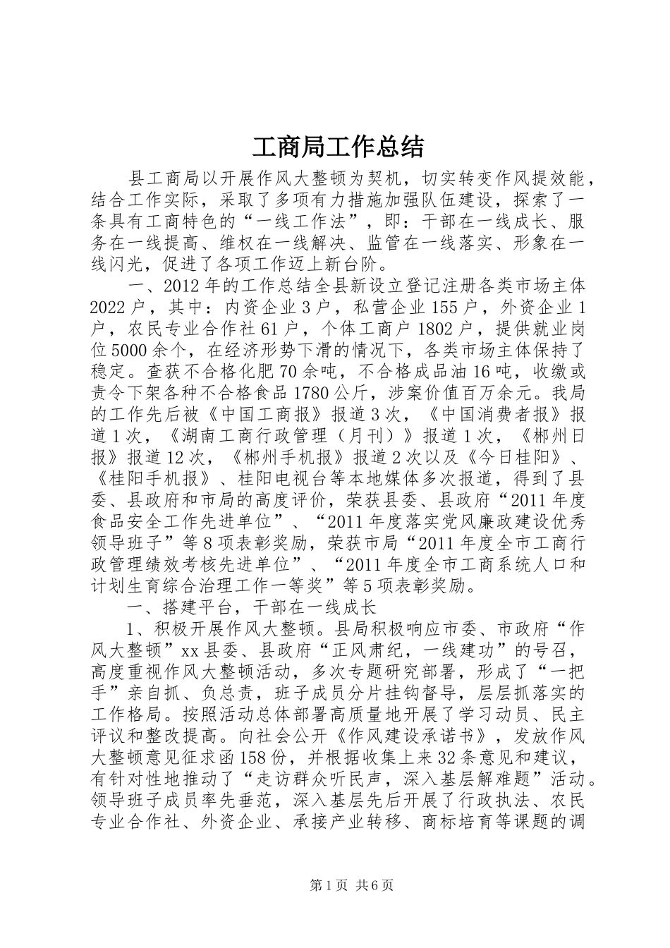 工商局工作总结 _第1页