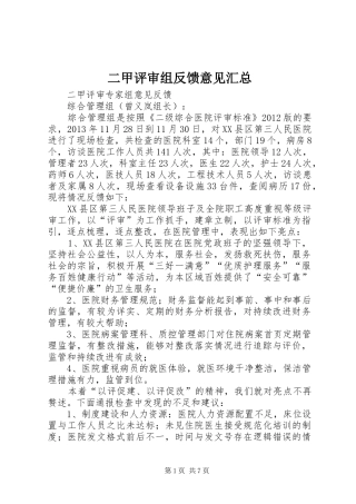 二甲评审组反馈意见汇总 