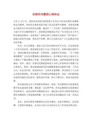 纪律作风整顿心得体会 