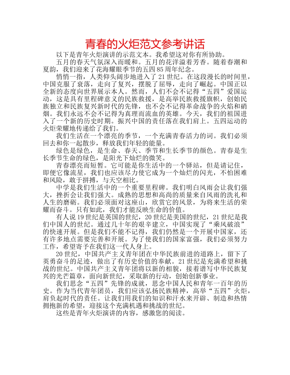 青春的火炬范文 _第1页