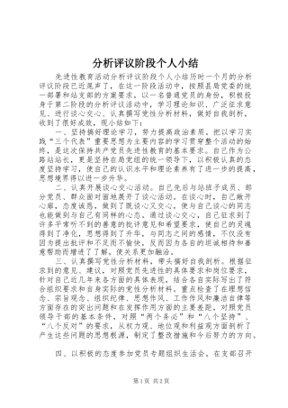 分析评议阶段个人小结 