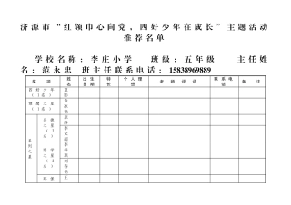 济源市五年级四好少年