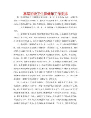 基层初级卫生保健年工作安排 