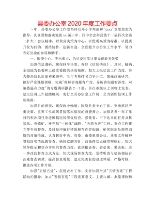 县委办公室2020年度工作要点 