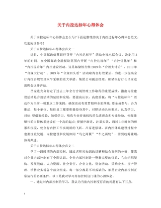 关于内控达标年心得体会 