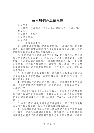 公司周例会总结报告 