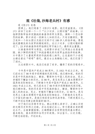 观《壮哉,沙海老兵村》有感