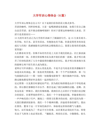 大学军训心得体会（6篇） 