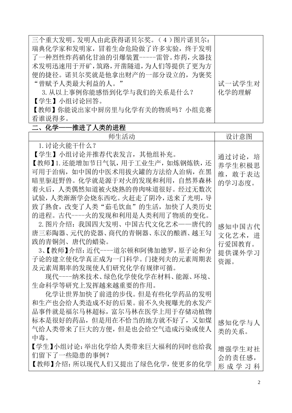 绪言化学使世界变得更加绚丽多彩教案(2013)秋_第2页
